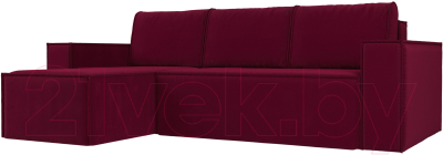 Диван угловой Лига Диванов Куба левый / 112682L (микровельвет бордовый) - фото