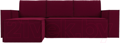 Диван угловой Лига Диванов Куба левый / 112682L (микровельвет бордовый)