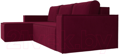 Диван угловой Лига Диванов Куба левый / 112682L (микровельвет бордовый)