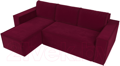 Диван угловой Лига Диванов Куба левый / 112682L (микровельвет бордовый)