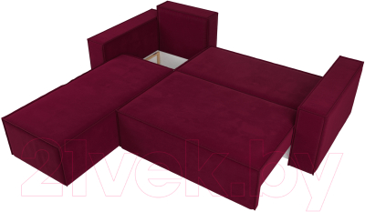 Диван угловой Лига Диванов Куба левый / 112682L (микровельвет бордовый)