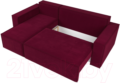 Диван угловой Лига Диванов Куба левый / 112682L (микровельвет бордовый)