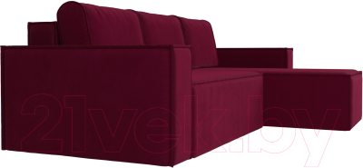 Диван угловой Лига Диванов Куба правый / 112682 (микровельвет бордовый)