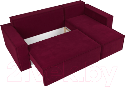 Диван угловой Лига Диванов Куба правый / 112682 (микровельвет бордовый)