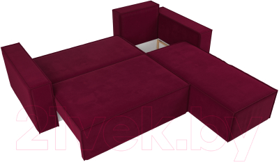 Диван угловой Лига Диванов Куба правый / 112682 (микровельвет бордовый)