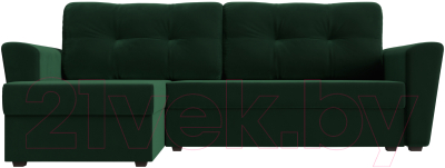 Диван угловой Лига Диванов Амстердам Лайт левый / 112451L (велюр зеленый)