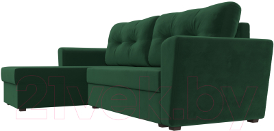 Диван угловой Лига Диванов Амстердам Лайт левый / 112451L (велюр зеленый)