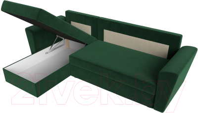 Диван угловой Лига Диванов Амстердам Лайт левый / 112451L (велюр зеленый)