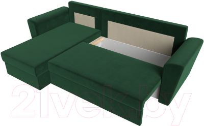 Диван угловой Лига Диванов Амстердам Лайт левый / 112451L (велюр зеленый)