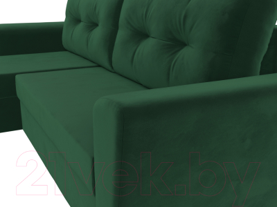 Диван угловой Лига Диванов Амстердам Лайт левый / 112451L (велюр зеленый)