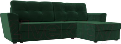 Диван угловой Лига Диванов Амстердам Лайт правый / 112451 (велюр зеленый) - фото