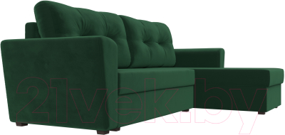 Диван угловой Лига Диванов Амстердам Лайт правый / 112451 (велюр зеленый)