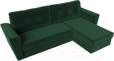 Диван угловой Лига Диванов Амстердам Лайт правый / 112451 (велюр зеленый)