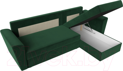 Диван угловой Лига Диванов Амстердам Лайт правый / 112451 (велюр зеленый)