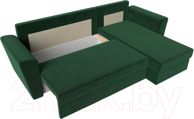 Диван угловой Лига Диванов Амстердам Лайт правый / 112451 (велюр зеленый)
