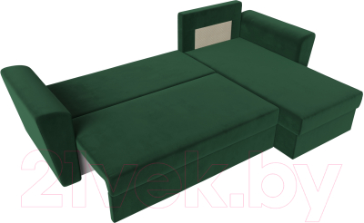 Диван угловой Лига Диванов Амстердам Лайт правый / 112451 (велюр зеленый)