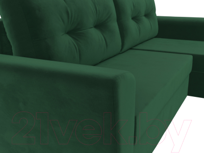 Диван угловой Лига Диванов Амстердам Лайт правый / 112451 (велюр зеленый)