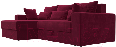 Диван угловой Лига Диванов Майами левый / 114938L (микровельвет бордовый)