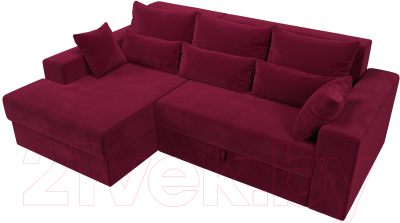 Диван угловой Лига Диванов Майами левый / 114938L (микровельвет бордовый)