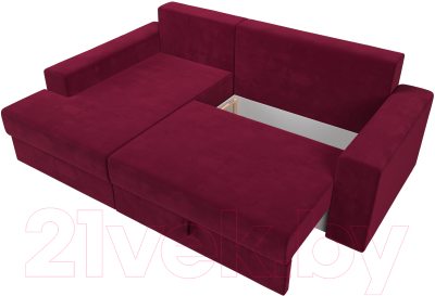 Диван угловой Лига Диванов Майами левый / 114938L (микровельвет бордовый)