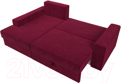 Диван угловой Лига Диванов Майами левый / 114938L (микровельвет бордовый)