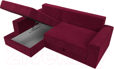 Диван угловой Лига Диванов Майами левый / 114938L (микровельвет бордовый)