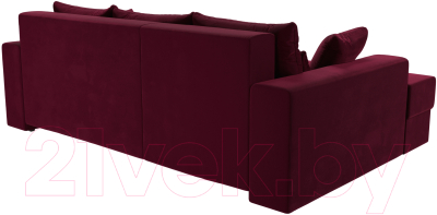 Диван угловой Лига Диванов Майами левый / 114938L (микровельвет бордовый)