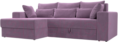 Диван угловой Лига Диванов Майами левый / 114940L (микровельвет сиреневый) - фото