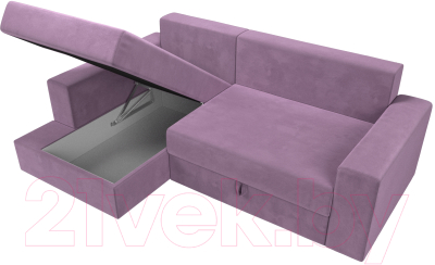 Диван угловой Лига Диванов Майами левый / 114940L (микровельвет сиреневый)