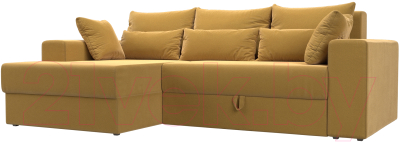 Диван угловой Лига Диванов Майами левый / 114941L (микровельвет желтый) - фото