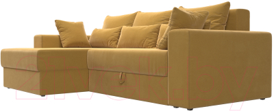 Диван угловой Лига Диванов Майами левый / 114941L (микровельвет желтый)