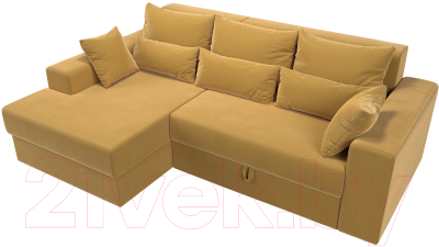 Диван угловой Лига Диванов Майами левый / 114941L (микровельвет желтый)