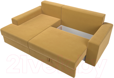 Диван угловой Лига Диванов Майами левый / 114941L (микровельвет желтый)