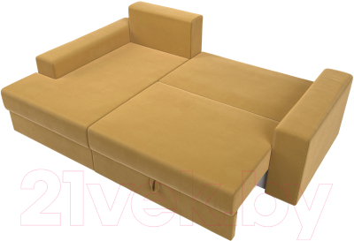 Диван угловой Лига Диванов Майами левый / 114941L (микровельвет желтый)