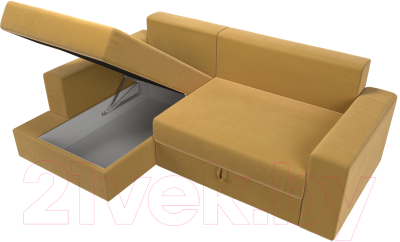 Диван угловой Лига Диванов Майами левый / 114941L (микровельвет желтый)