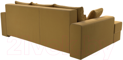 Диван угловой Лига Диванов Майами левый / 114941L (микровельвет желтый)