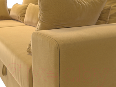 Диван угловой Лига Диванов Майами левый / 114941L (микровельвет желтый)