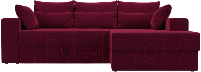 Диван угловой Лига Диванов Майами правый / 114938 (микровельвет бордовый)