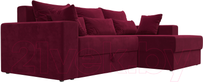 Диван угловой Лига Диванов Майами правый / 114938 (микровельвет бордовый)