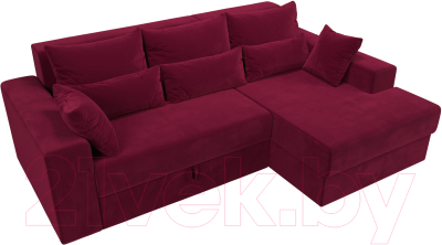 Диван угловой Лига Диванов Майами правый / 114938 (микровельвет бордовый)
