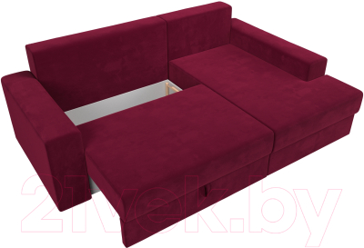 Диван угловой Лига Диванов Майами правый / 114938 (микровельвет бордовый)