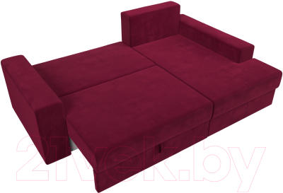 Диван угловой Лига Диванов Майами правый / 114938 (микровельвет бордовый)