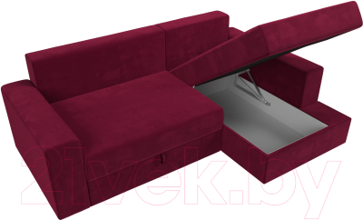Диван угловой Лига Диванов Майами правый / 114938 (микровельвет бордовый)