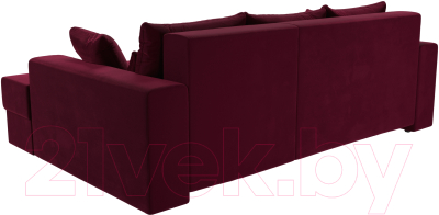 Диван угловой Лига Диванов Майами правый / 114938 (микровельвет бордовый)