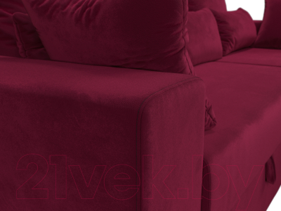 Диван угловой Лига Диванов Майами правый / 114938 (микровельвет бордовый)