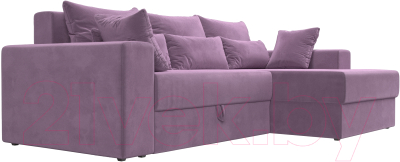 Диван угловой Лига Диванов Майами правый / 114940 (микровельвет сиреневый)