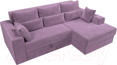 Диван угловой Лига Диванов Майами правый / 114940 (микровельвет сиреневый)