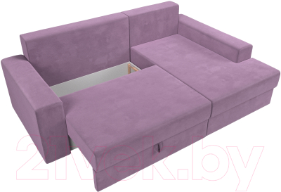 Диван угловой Лига Диванов Майами правый / 114940 (микровельвет сиреневый)