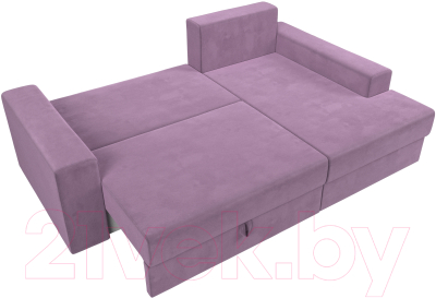 Диван угловой Лига Диванов Майами правый / 114940 (микровельвет сиреневый)