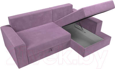 Диван угловой Лига Диванов Майами правый / 114940 (микровельвет сиреневый)